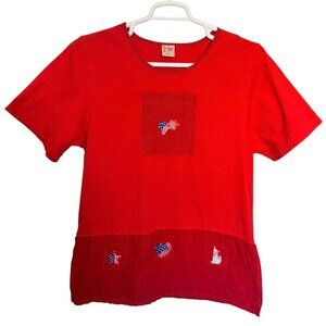 Cactus California T-Shirt Womens M Red Cotton Patriotic Cat Patch Vintage 90s US